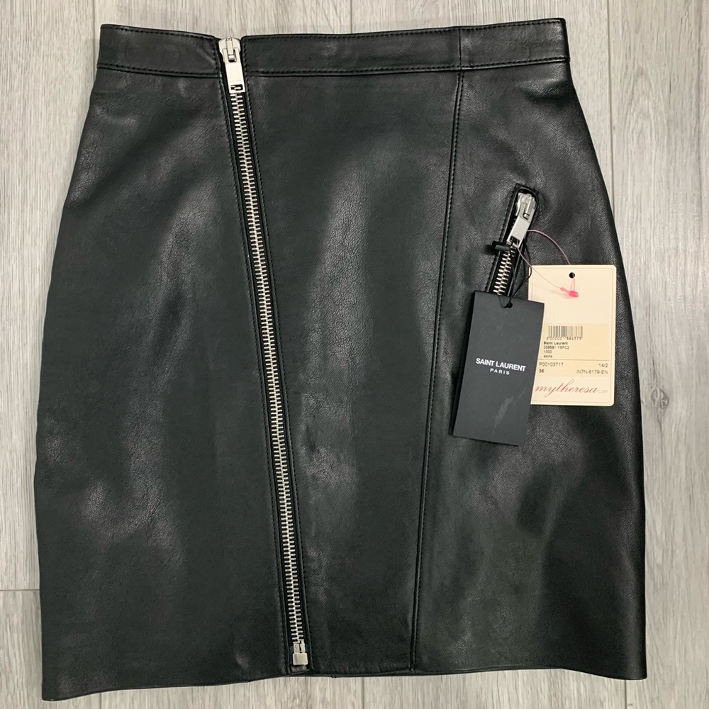 NWT Saint Laurent Lambskin Mini Skirt Size 36